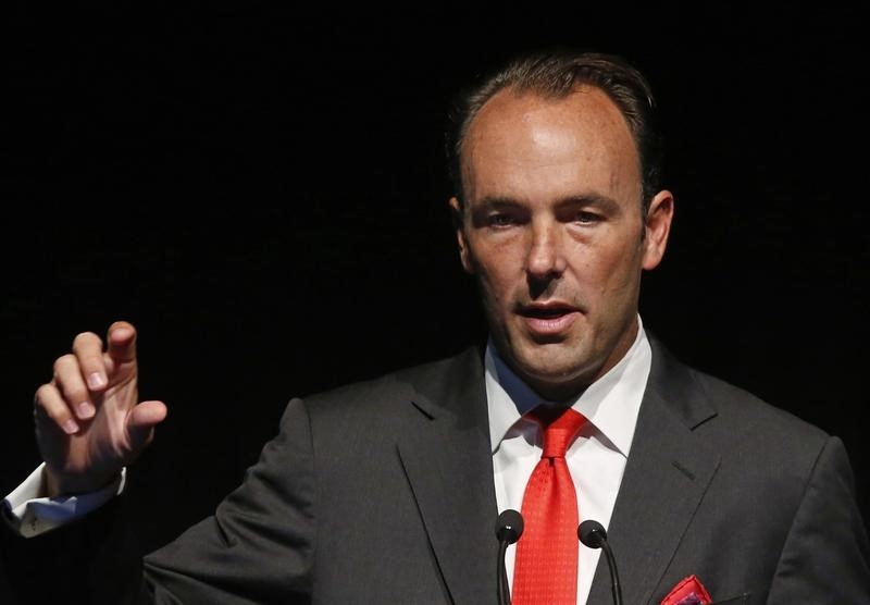 © Reuters. Kyle Bass, founder and principal of Hayman Capital Management, L.P., speaks at the Sohn Investment Conference in New York