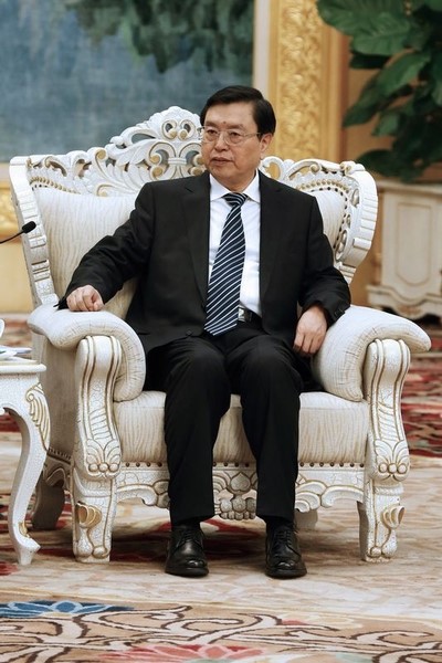 © Reuters. رئيس مجلس الشعب الصيني يصف قرار الرقابة على انتخابات هونج كونج بالصائب