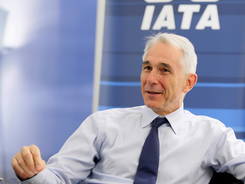 © Reuters. International Air Transport Association (IATA) chief Tony Tyler gestures during an interview with Reuters in Geneva