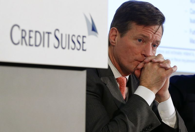 © Reuters. File photo of Credit Suisse Chief Executive Dougan attending a news conference to present the bank's full-year results in Zurich