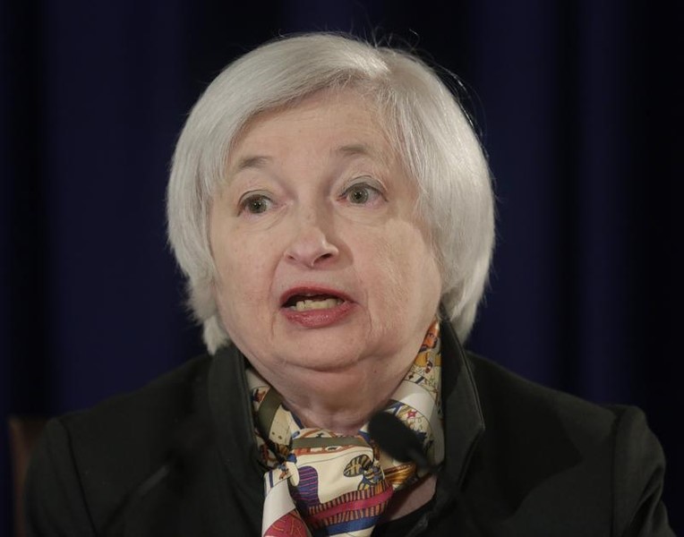 © Reuters.  Chair do Federal Reserve (Fed), Janet Yellen, dá entrevista após encerramento da reunião de política monetária em Washington