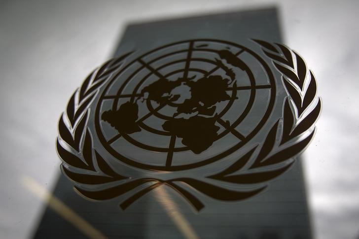 © Reuters. Logo das Nações Unidas visto na sede, em Nova York