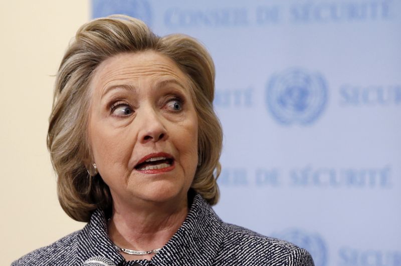 © Reuters. Former U.S. Secretary of State Hillary Clinton speaks during a press conference at the United Nations in New York