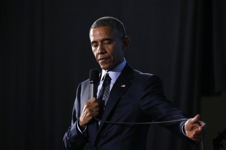 © Reuters. أوباما :الآن "من الصعب إيجاد مسار" بشأن السلام بين الاسرائيليين والفلسطينيين