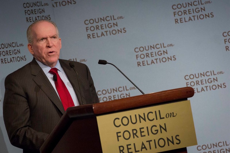 © Reuters. Director of the Central Intelligence Agency John Brennan speaks at the Council on Foreign Relations in New York