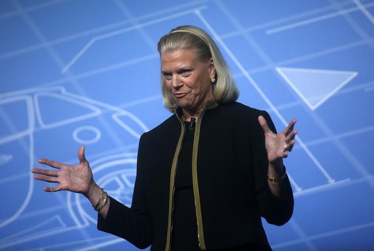 © Reuters. IBM Chairwoman and CEO Rometty delivers a keynote speech at the Mobile World Congress in Barcelona