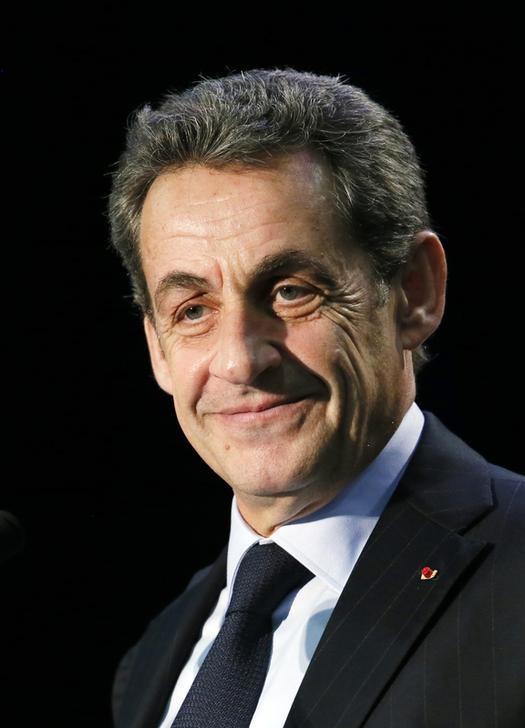 © Reuters. Ex-presidente francês Nicolas Sarkozy durante ato de campanha eleitoral em Palaiseau