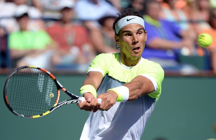 © Reuters. Tennis: BNP Paribas Open-Nadal vs Raonic