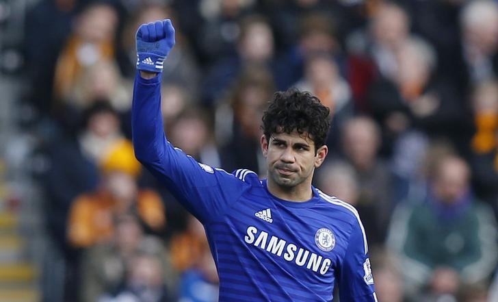 © Reuters. Diego Costa em partida do Chelsea contra o Hull City no Campeonato Inglês