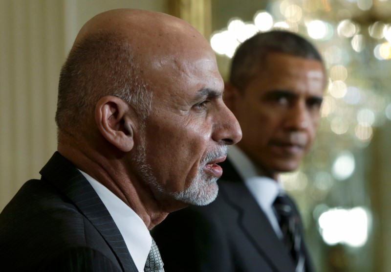 © Reuters. U.S. President Obama and Afghanistan President Ghani address joint news conference at the White House in Washington
