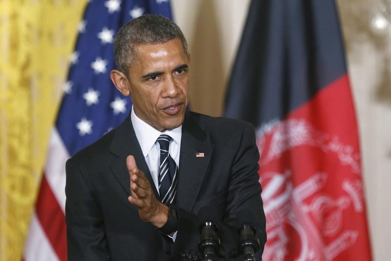 © Reuters. U.S. President Obama speaks at a joint news conference at the White House in Washington