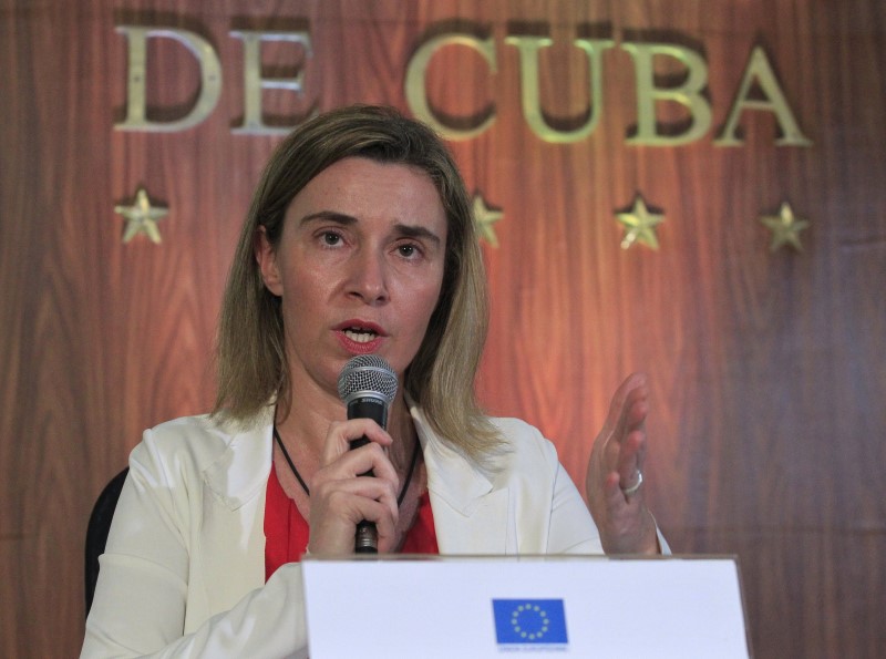 © Reuters. The European Union's Foreign Policy Chief, Federica Mogherini, speaks at a news conference in Havana