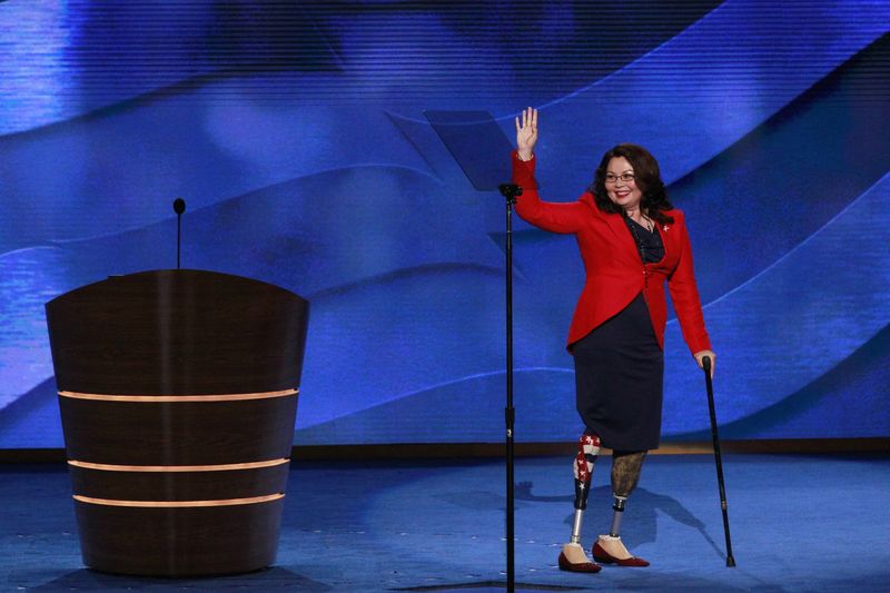 © Reuters. File photo of U.S. congressional candidate Duckworth departing after addressing delegates during the first day of the Democratic National Convention in Charlotte