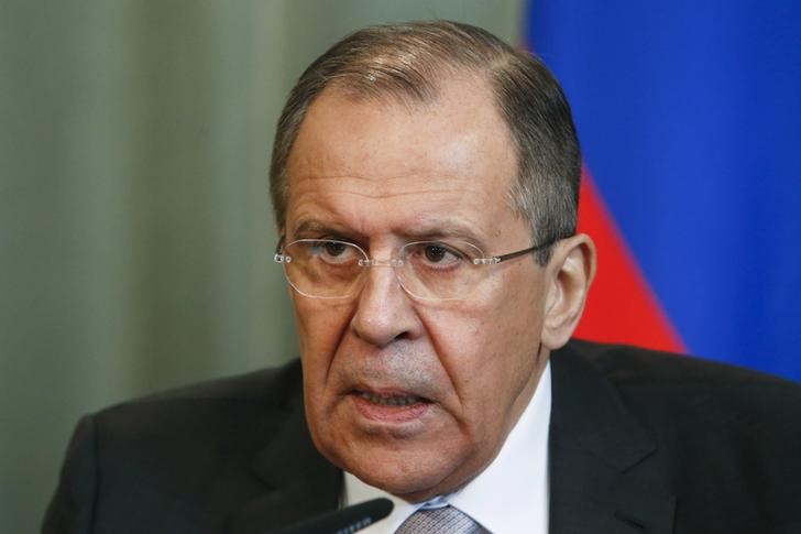 © Reuters. Ministro das Relações Exteriores da Rússia, Sergei Lavrov, durante entrevista coletiva em Moscou 