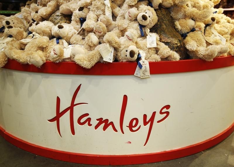 © Reuters. Soft toys are seen on display at Hamleys toy shop in London