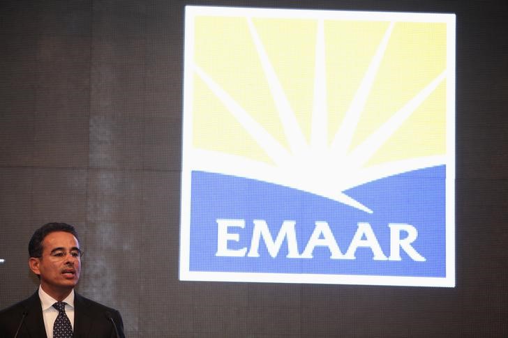 © Reuters. Mohamed Alabbar, chairman of Emaar Properties PJSC, speaks during opening the "Erbil Downtown" project in Arbil
