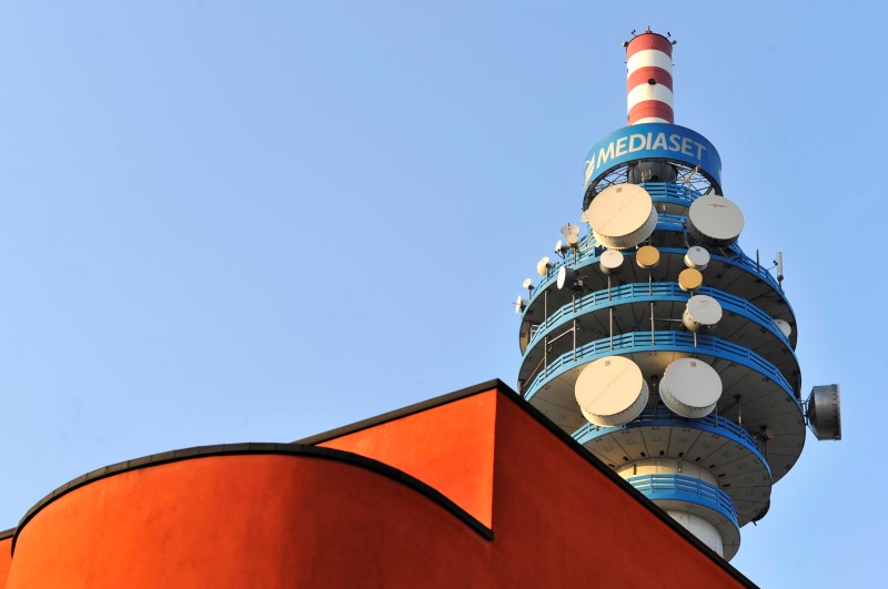 © Reuters. Mediaset tower is seen in neighbourhood Milan