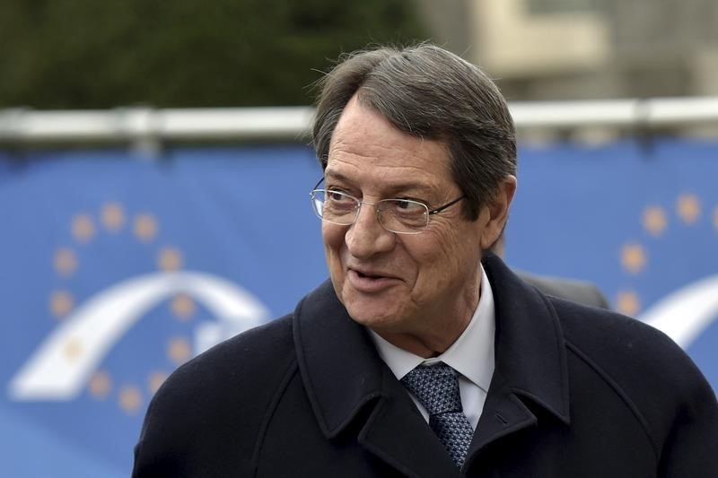 © Reuters. Presidente do Chipre, Nicos Anastasiades, chega uma reunião em Bruxelas.