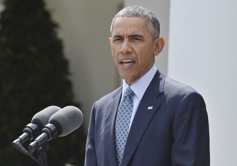 © Reuters. President Obama speaks about the framework agreement on Iran's nuclear program during a statement in the Rose Garden of the White House in Washington