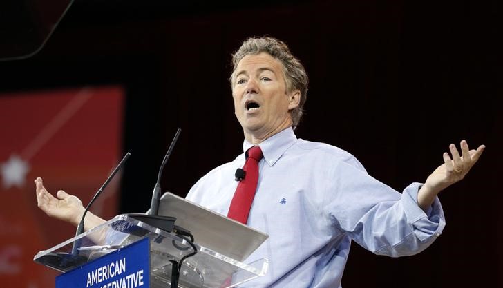 © Reuters. Senator Rand Paul of Kentucky speaks at the Conservative Political Action Conference at National Harbor in Maryland