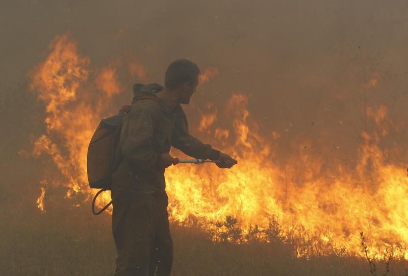 © Reuters. مقتل 15 شخصا بسبب حرائق غابات في روسيا