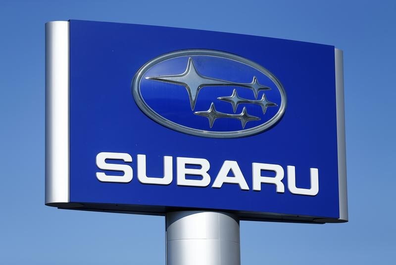 © Reuters. A Subaru sign is pictured at a car lot in Carlsbad, California