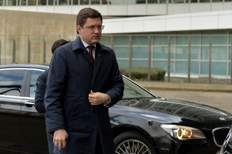 © Reuters. Russia's Energy Minister Novak arrives at the European Commission headquarters in Brussels ahead of a meeting with EU officials