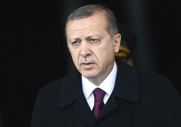 © Reuters. Presidente da Turquia, Tayyip Erdogan, durante cerimônia em Ancara