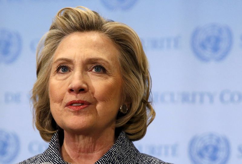 © Reuters. File photo of former U.S. Secretary of State Hillary Clinton speaking during a news conference at the United Nations in New York