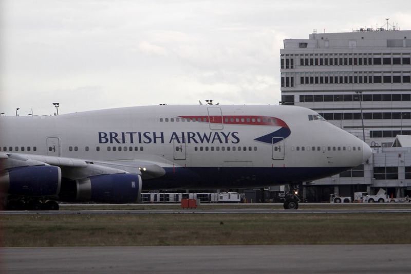 © Reuters. File photo of a British Airways Boeing 747 at Seattle-Tacoma International Airport