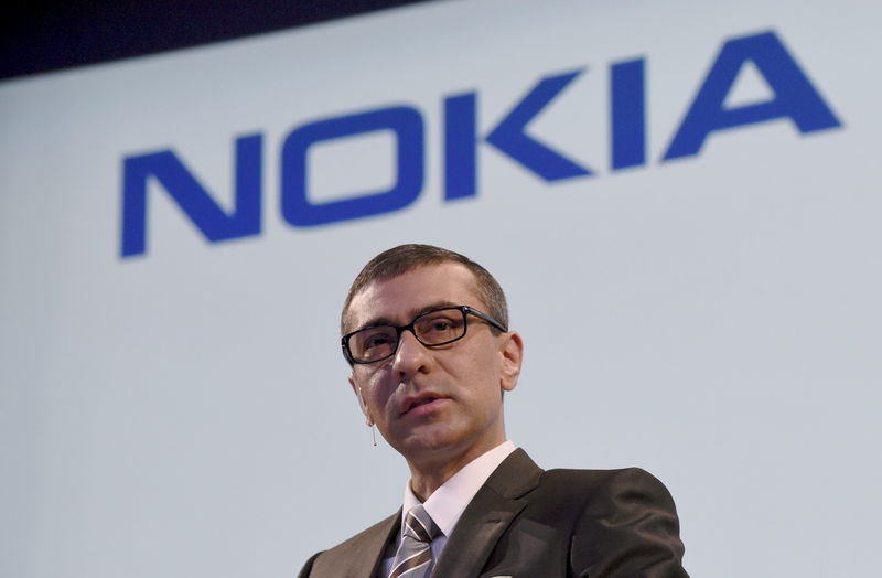 © Reuters. Nokia's Chief Executive Rajeev Suri during the press conference hold in Nokia head offices in Espoo, Finland