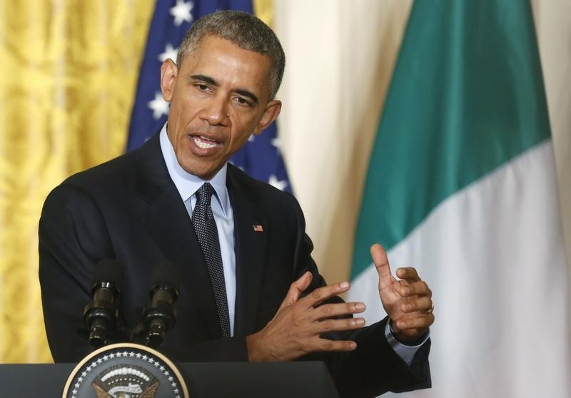 © Reuters. U.S. President Obama addresses joint news conference at the White House in Washington