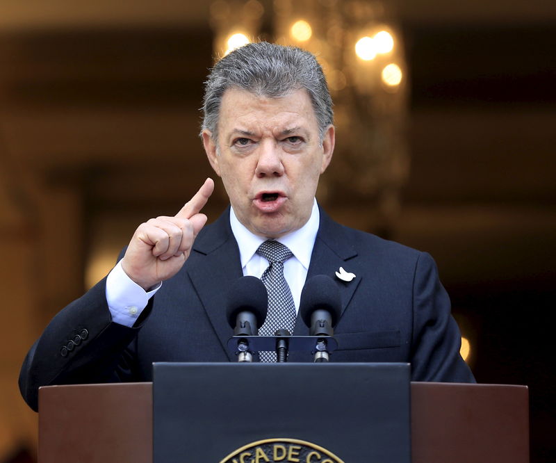 © Reuters. Presidente da Colômbia durante evento em Bogotá