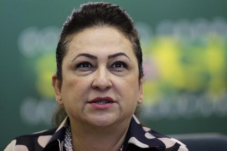 © Reuters. Ministra da Agricultura, Kátia Abreu, durante entrevista coletiva em Brasília, em foto de arquivo