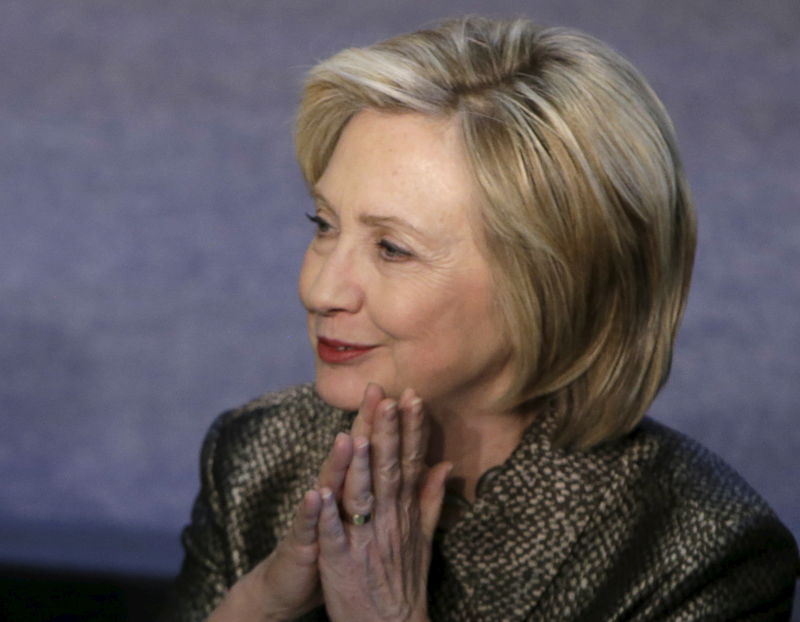 © Reuters. Democratic presidential candidate Clinton appears at Georgetown University in Washington