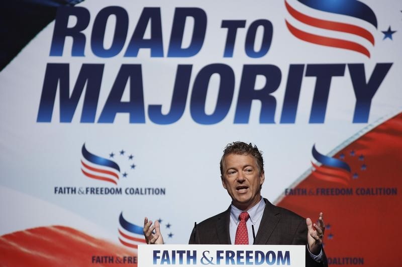 © Reuters. U.S. Sen. Rand Paul speaks during the second day of the 5th annual Faith & Freedom Coalition's "Road to Majority" Policy Conference in Washington