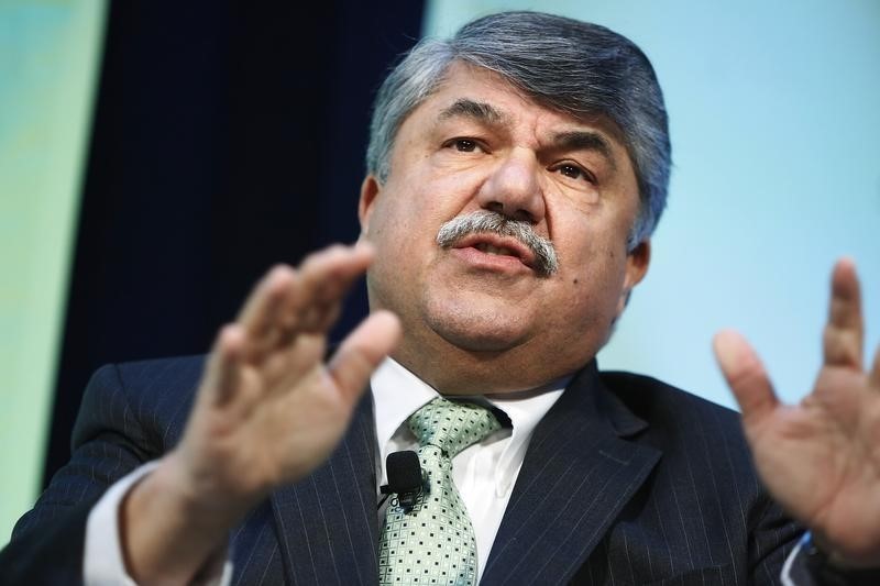 © Reuters. Trumka takes part in an onstage interview during The Atlantic Economy Summit in Washington