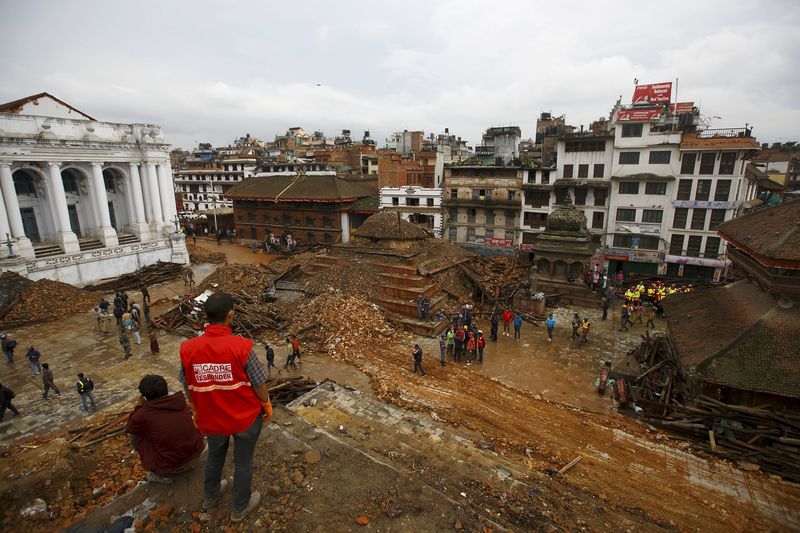 © Reuters. Vista geral da praça Bashantapur Durbar em Katmandu