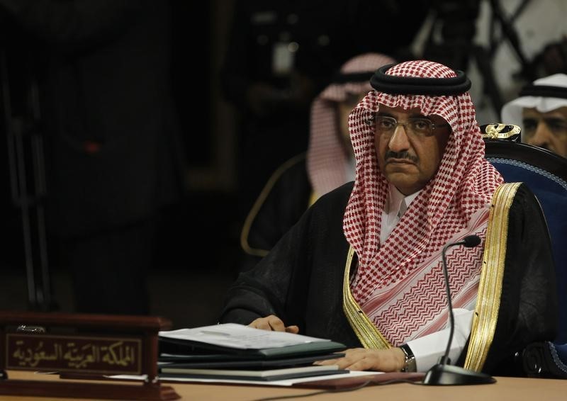 © Reuters. Saudi Interior Minister Prince Mohammed bin Nayef al Saud attends the opening session of GCC Interior Ministers' Conference in Manama