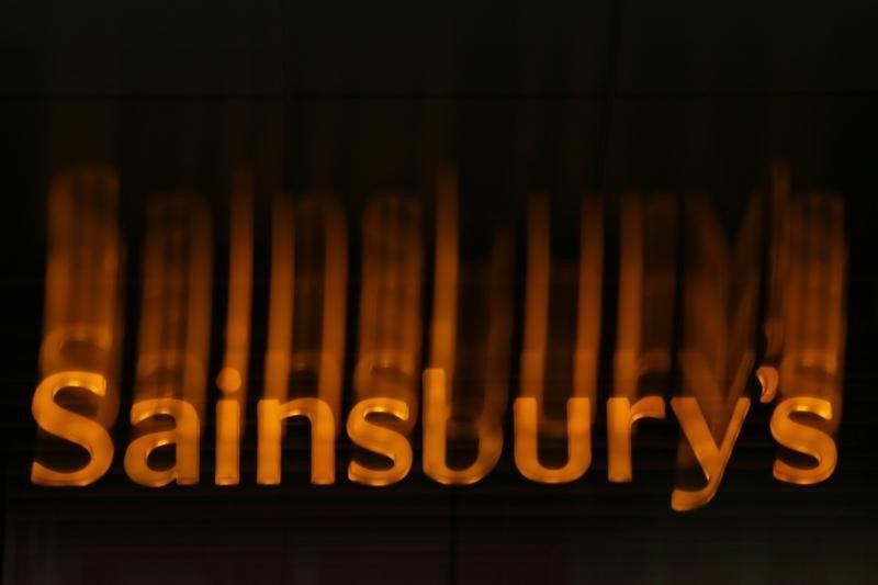 © Reuters. A Sainsbury's supermarket sign is seen in London