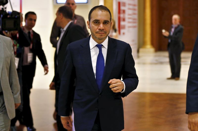 © Reuters. Jordan's Prince Ali Bin Al Hussein, FIFA presidential candidate, attends the Soccerex Asian Forum at the King Hussein Convention Center at the Dead Sea, Jordan