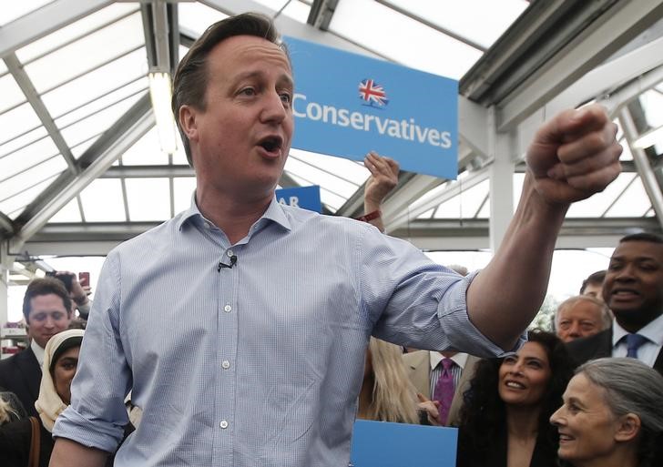 © Reuters. Premiê britânico, David Cameron, em evento de campanha em Londres