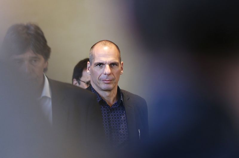 © Reuters. Il ministro delle Finanze greco, Yanis Varoufakis, ieri a Bruxelles