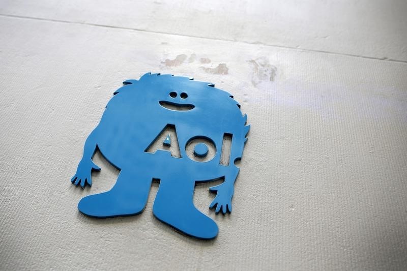 © Reuters. The AOL logo is seen at the company's office in New York