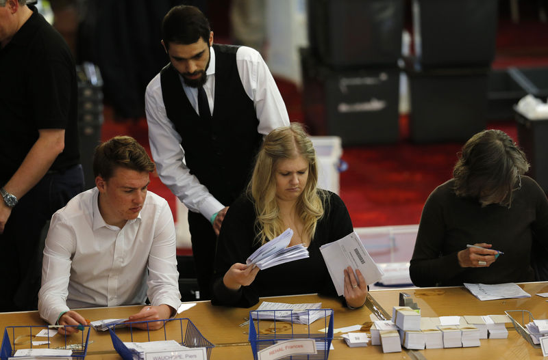 © Reuters. Pessoas encarregadas de contar os votos em Margate, no sudeste da Inglaterra