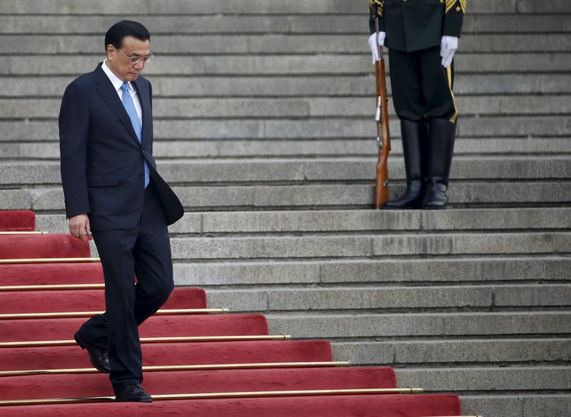 © Reuters. Primeiro-ministro da China, Li Keqiang, durante cerimônia em Pequim