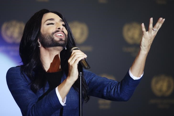 © Reuters. Conchita Wurst se apresenta na ONU, em Viena