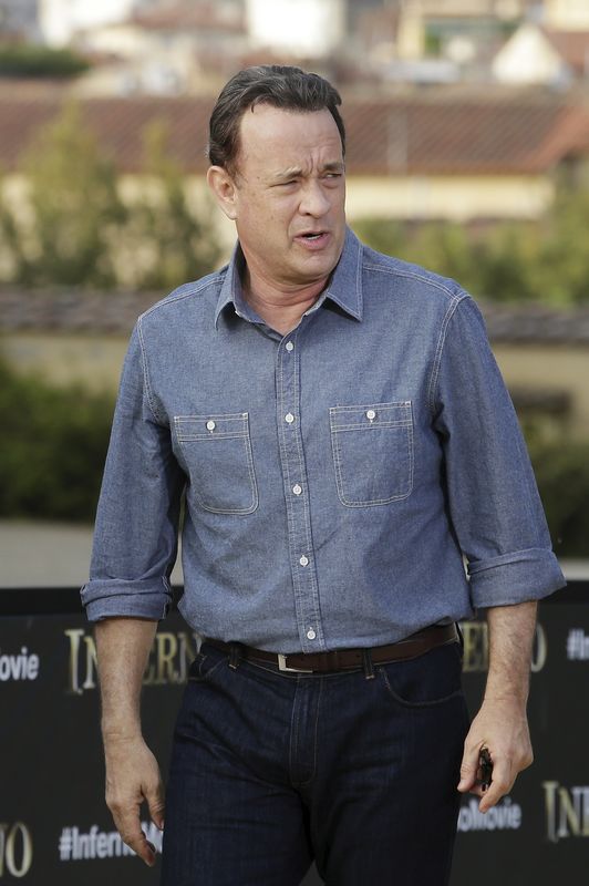 © Reuters. Tom Hanks chega para sessão de fotos do filme "Inferno" em Florença