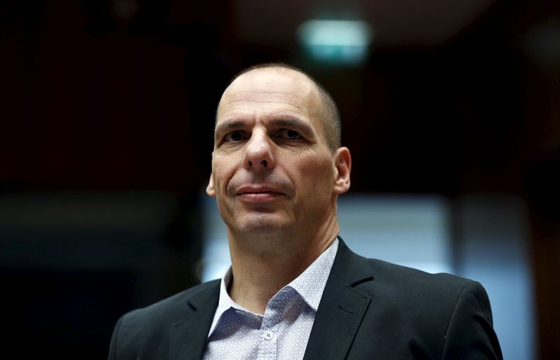 © Reuters. Greece's Finance Minister Varoufakis attends an EU finance ministers meeting in Brussels