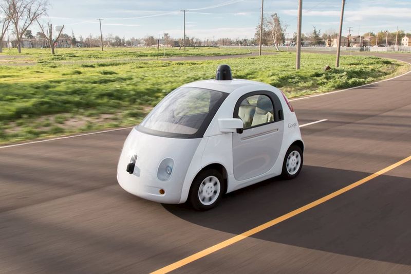 © Reuters. Handout photo of a Goggle self-driving car